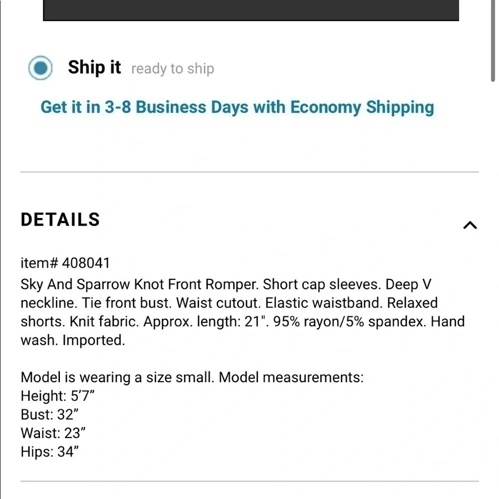 NWT tie front romper - Picture 5 of 5